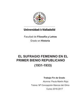 El Sufragio Femenino En El Primer Bienio Republicano (1931-1933)