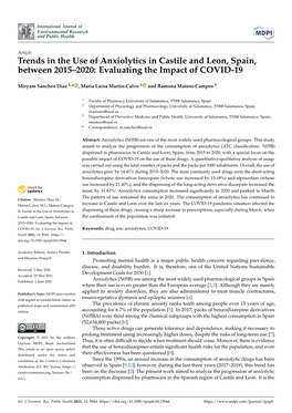 Trends in the Use of Anxiolytics in Castile and Leon, Spain, Between 2015–2020: Evaluating the Impact of COVID-19