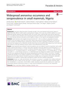 Widespread Arenavirus Occurrence and Seroprevalence in Small