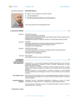 Curriculum Vitae Vlad Vasile Popovici