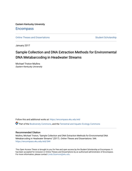 Sample Collection and DNA Extraction Methods for Environmental DNA Metabarcoding in Headwater Streams