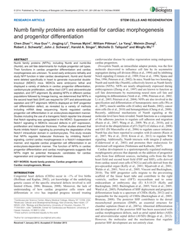 Numb Family Proteins Are Essential for Cardiac Morphogenesis And