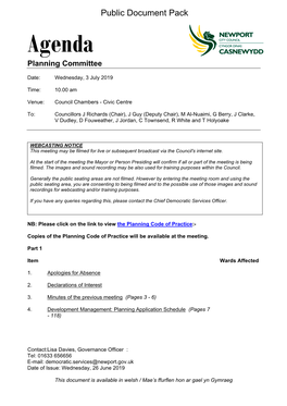 (Public Pack)Agenda Document for Planning Committee, 03/07/2019 10:00