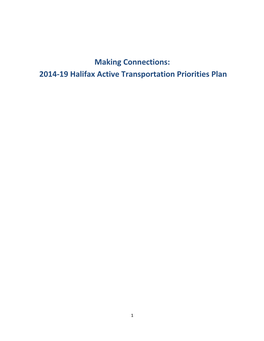 Making Connections: 2014-19 Halifax Active Transportation Priorities Plan