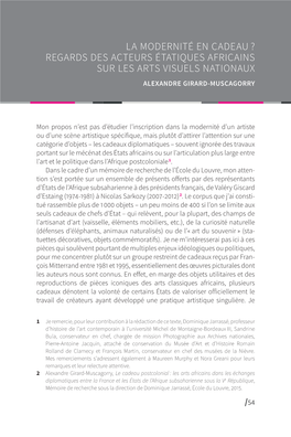 Regards Des Acteurs Étatiques Africains Sur Les Arts Visuels Nationaux Alexandre Girard-Muscagorry
