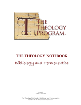 Bibliology & Hermeneutics Student Notebook