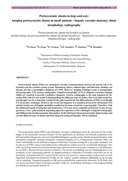 Imaging Portosystemic Shunts in Small Animals – Hepatic Vascular Anatomy, Shunt Morphology, Radiography