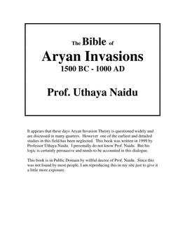 The Bible of Aryan Invasions, Vol