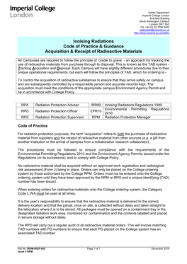 Pdf Acquisition and Receipt of Radioactive Materials