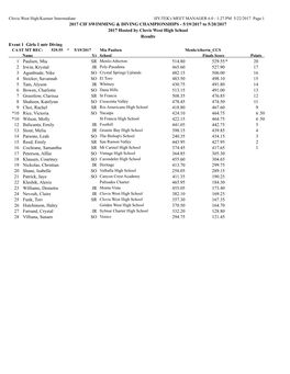 2017 Cif Swimming & Diving Championships