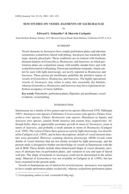 Downloaded from Brill.Com09/27/2021 02:38:14PM Via Free Access 184 IAWA Journal, Vol