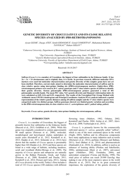 GENETIC DIVERSITY of CROCUS SATIVUS and ITS CLOSE RELATIVE SPECIES ANALYZED by Ipbs-RETROTRANSPOSONS