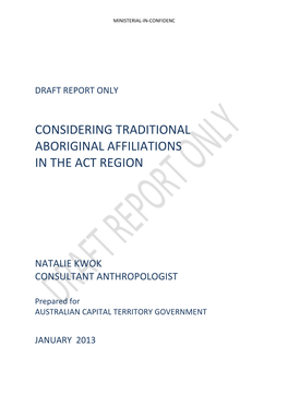 Considering Traditional Aboriginal Affiliations in the Act Region