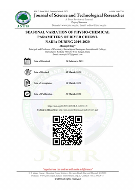 Seasonal Variation of Physio-Chemical Parameters of River Churni. Nadia