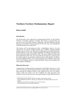 Northern Territory Parliamentary Report