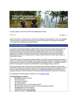 A Regular Update of News from CEPF's East Melanesian Islands Contact Us