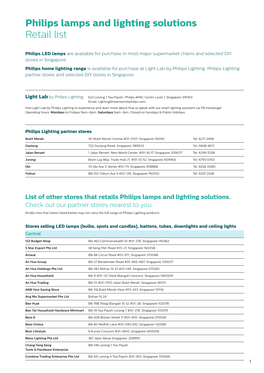 Philips Lamps and Lighting Solutions Retail List