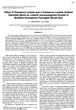 Effect of Potassium Lactate and a Potassium Lactate-Sodium Diacetate Blend on Listeria Monocytogenes Growth in Modified Atmosphere Packaged Sliced Ham