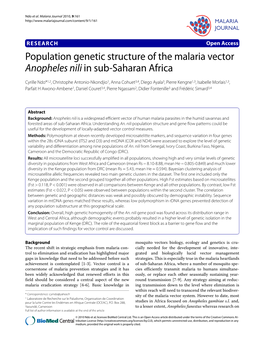 Population Genetic Structure of the Malaria Vector Anopheles Nili in Sub