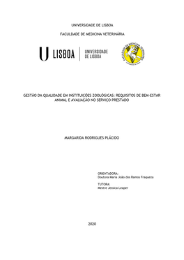 Requisitos De Bem-Estar Animal E Avaliação No Serviço Prestado