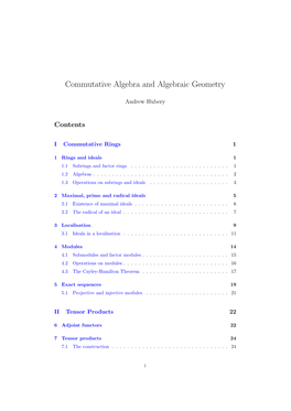 Commutative Algebra and Algebraic Geometry