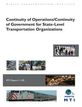 Continuity of Operations/Continuity of Government for State-Level Transportation Organizations of Government for State-Level of Operations/Continuity Continuity