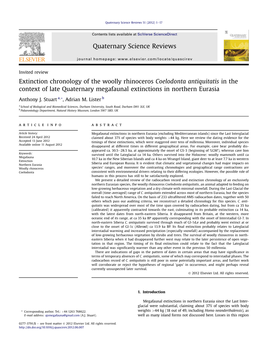 Extinction Chronology of the Woolly Rhinoceros Coelodonta Antiquitatis in the Context of Late Quaternary Megafaunal Extinctions in Northern Eurasia