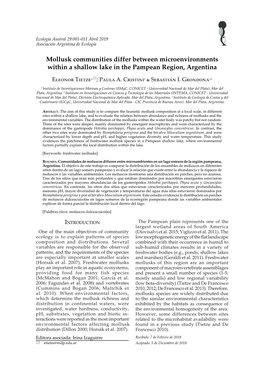 Mollusk Communities Differ Between Microenvironments Within a Shallow Lake in the Pampean Region, Argentina