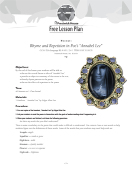 Rhyme and Repetition in Poe's “Annabel Lee”