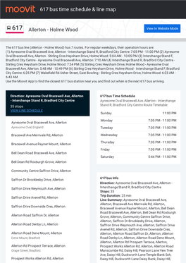 617 Bus Time Schedule & Line Route