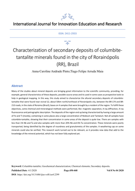 Characterization of Secondary Deposits of Columbite-Tantalite Minerals