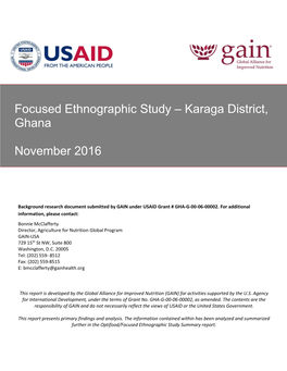 Focused Ethnographic Study–Karaga District, Ghana