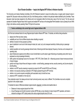 City of Greater Geraldton – Inquiry Into Regional RPT Airfares in Western Australia