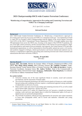 2021 Chairpersonship OSCE-Wide Counter-Terrorism Conference