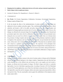 Collaboration Between Civil Society and Governmental Organizations in 2 Dutch Refugee (Crisis) Reception Governance