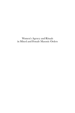 Women's Agency and Rituals in Mixed and Female Masonic Orders