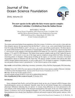 Two New Species in the Spike-Fin Fairy-Wrasse Species Complex(Teleostei: Labridae: Cirrhilabrus) from the Indian Ocean