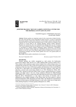 Acta Horti Bot. Bucurest. 2014, 41: 13-40 DOI: 10.2478/Ahbb-2014-0002