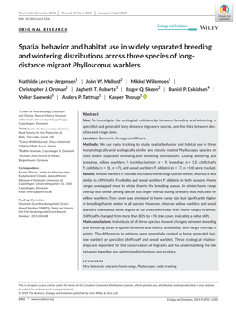 Spatial Behavior and Habitat Use in Widely Separated Breeding and Wintering Distributions Across Three Species of Long‐ Distance Migrant Phylloscopus Warblers