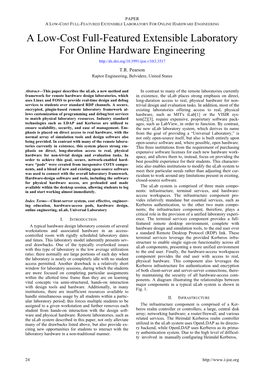 A Low-Cost Full-Featured Extensible Laboratory for Online Hardware Engineering