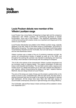 Louis Poulsen Debuts New Member of the Vilhelm Lauritzen Range