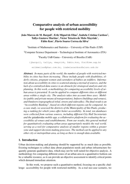 Comparative Analysis of Urban Accessibility for People with Restricted Mobility