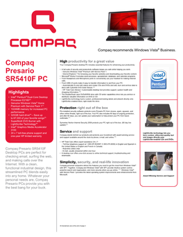 Compaq Presario Data Sheet