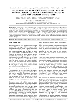 Study on Gamelan Degung As Music Therapy in an Active Labor Phase on the First Stage of Labor by Using Pain Intensity Rating Scale