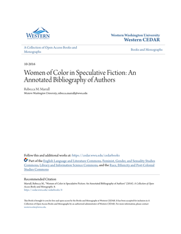 Women of Color in Speculative Fiction: an Annotated Bibliography of Authors Rebecca M