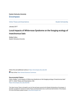 Local Impacts of White-Nose Syndrome on the Foraging Ecology of Insectivorous Bats