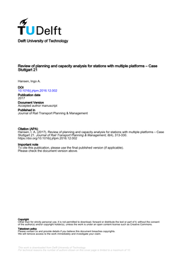 Delft University of Technology Review of Planning and Capacity Analysis for Stations with Multiple Platforms – Case Stuttgart