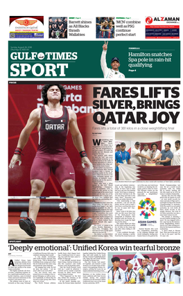 SILVER, BRINGS QATAR JOY Fares Lifts a Total of 381 Kilos in a Close Weightlifting Final