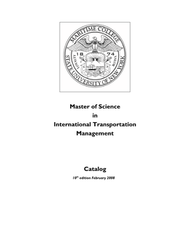 Master of Science in International Transportation Management Catalog