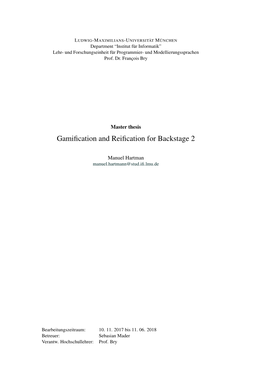 Gamification and Reification for Backstage 2